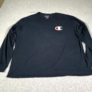 Champion Athleticwear Authentic Shirt Mens XL Black‎ Cotton Logo Crew Neck